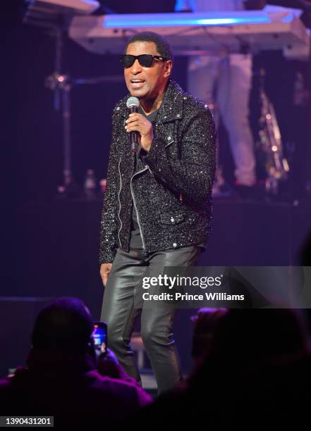 Kenny 'Babyface' Edmonds on stage during the Kem & Babyface concert at The Fox Theatre on April 9, 2022 in Atlanta, Georgia.