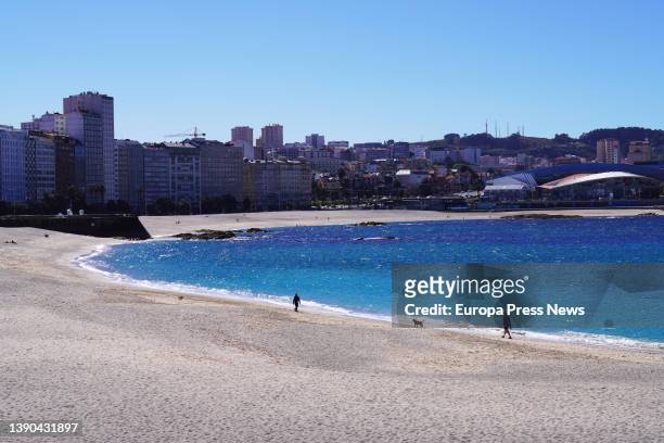 Promenade and beaches Orzan and Riazor, on April 8 in A Coruña, Galicia, Spain. A Coruña is a city to stroll and enjoy, with beaches in the center...