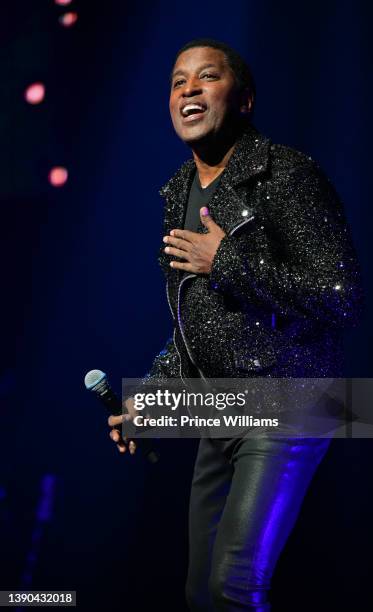 Kenny 'Babyface' Edmonds on stage during the Kem & Babyface concert at The Fox Theatre on April 9, 2022 in Atlanta, Georgia.