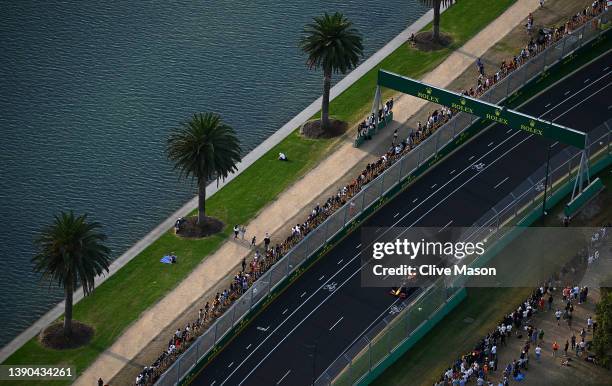 Sergio Perez of Mexico driving the Oracle Red Bull Racing RB18 on track during qualifying ahead of the F1 Grand Prix of Australia at Melbourne Grand...