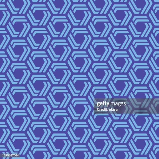 double hooks forming hexagons in repeating honeycomb grid pattern - curiosity background stock illustrations
