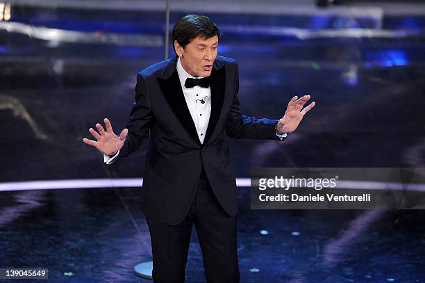 Gianni Morandi attends the second day of the 62th Sanremo Song Festival at the Ariston Theatre on February 15, 2012 in San Remo, Italy.