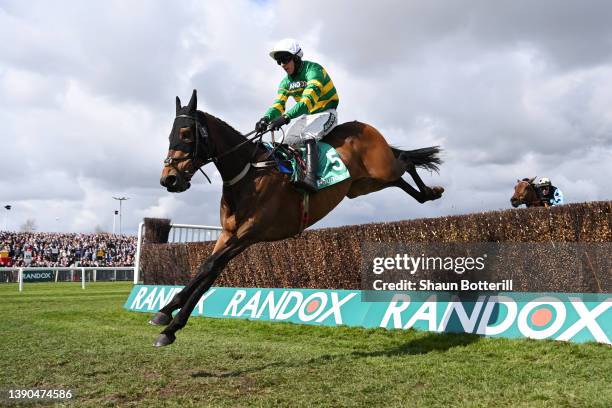 Mark Walsh on Gentleman De Mee clear on their way to victory in the Poundland Maghull Novices' Chase race during Aintree Races at Aintree Racecourse...
