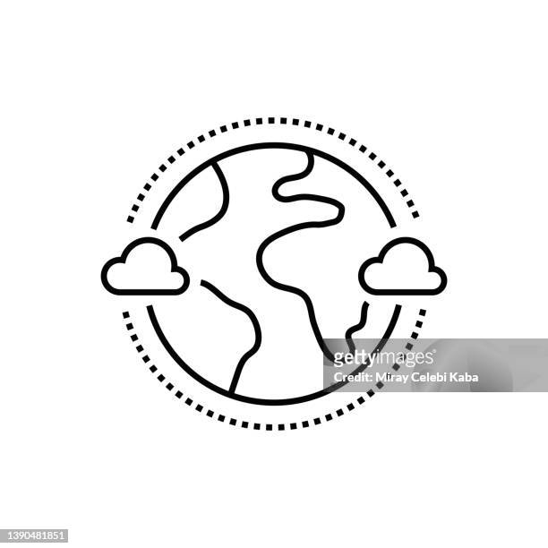 symbol für ozonebenenlinie - ozonschicht stock-grafiken, -clipart, -cartoons und -symbole