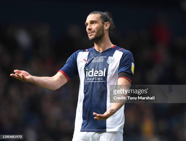 Andy Carroll of West Bromwich Albion shows his frustration during the Sky Bet Championship match between West Bromwich Albion and Stoke City at The...