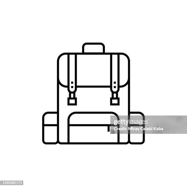 backpack line icon - packing backpack stock illustrations