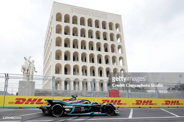 Mitch Evans driving the Jaguar Racing on track during the ABB FIA Formula E World Championship - Rome E-Prix Round Four on April 09, 2022 in Rome,...