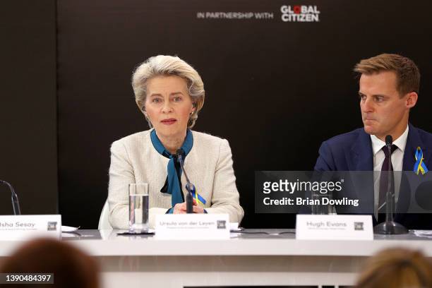 Ursula von der Leyen, President of the European Commission, and Hugh Evans, CEO & Co-founder, Global Citizen speak onstage during Stand Up For...