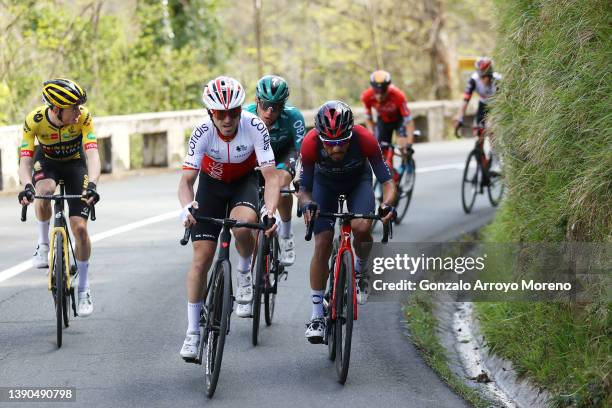 Jonas Vingegaard Rasmussen of Denmark and Team Jumbo - Visma, Ion Izagirre Insausti of Spain and Team Cofidis, Aleksander Vlasov of Russia and Team...