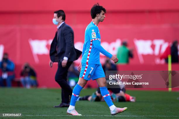 Joao Felix of Atletico de Madrid reacts after defeat following the La Liga Santander match between RCD Mallorca and Club Atletico de Madrid at Visit...