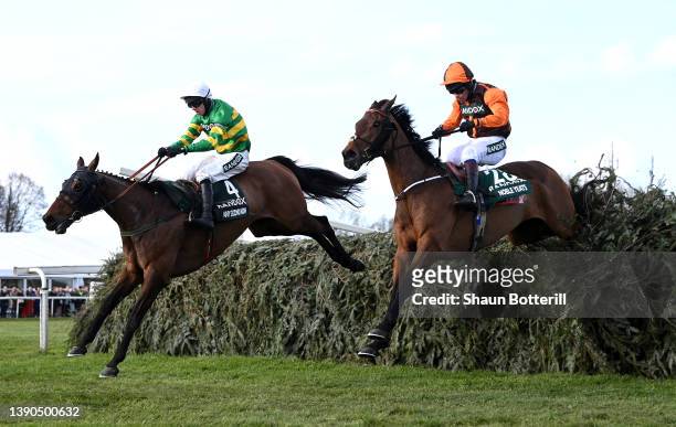 Sam Waley-Cohen rides Noble Yeats clears the last to win the Randox Grand National Steeple Chase from Mark Walsh riding Any Second Now at Aintree...