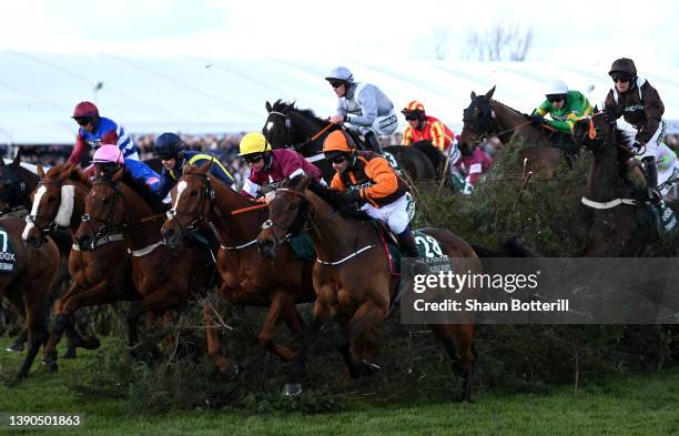 Sam Waley-Cohen rides Noble Yeats clears the Chair on the way to winning the Randox Grand National Steeple Chase from Mark Walsh riding Any Second...