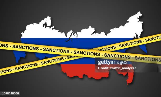 stockillustraties, clipart, cartoons en iconen met russia under sanctions - rusia