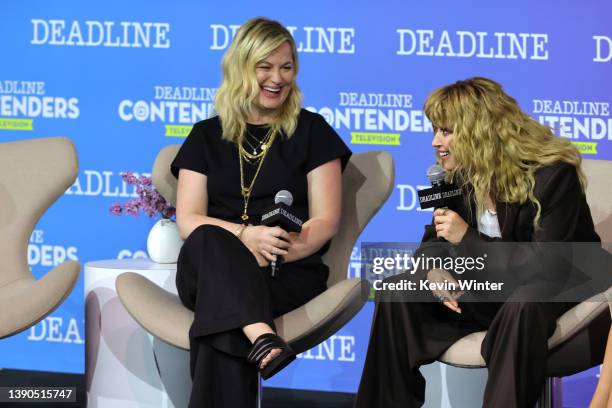 Co-Creator/Writer/EP Amy Poehler and Co-Creator/Showrunner/Writer/Director/EP/Actor Natasha Lyonne speak onstage during Netflix's 'Russian Doll'...