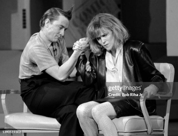 Comedian and actors Martin Short and Pam Dawber during 'Comic Relief' fundraising concert, March 29, 1986 at Universal Amphitheater in Los Angeles,...