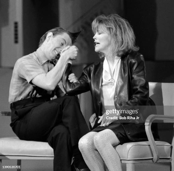 Comedian and actors Martin Short and Pam Dawber during 'Comic Relief' fundraising concert, March 29, 1986 at Universal Amphitheater in Los Angeles,...
