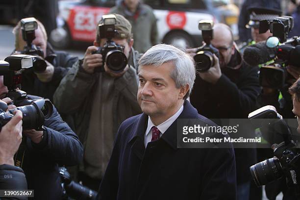 Former Cabinet Minister Chris Huhne arrives at Westminster Magistrates Court on February 16, 2012 in London, England. Mr Huhne and his former wife...