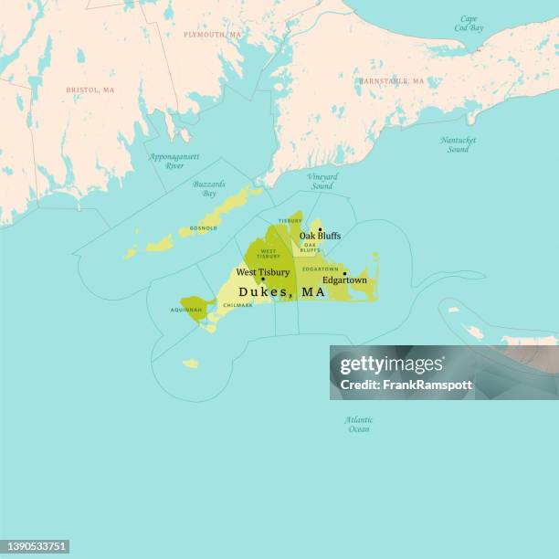 ma dukes vector map green - martha's vineyard stock illustrations