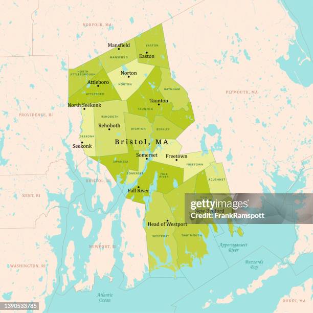 ma bristol vector map green - fall river massachusetts stock illustrations