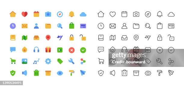 color & line user interface icons - select icon stock illustrations