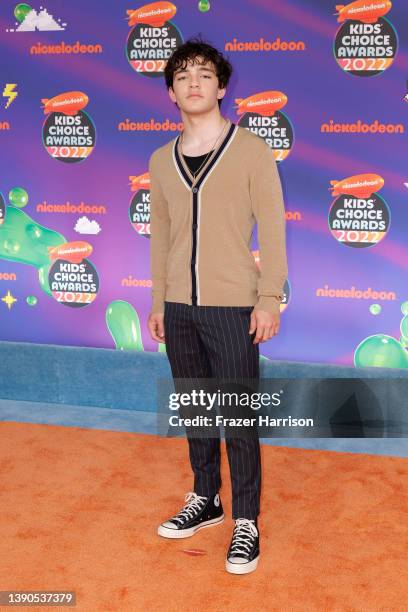 Bryce Gheisar attends the 2022 Nickelodeon Kid's Choice Awards at Barker Hangar on April 09, 2022 in Santa Monica, California.
