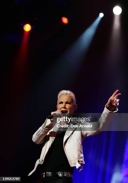 Marie Fredriksson of Roxette performs on stage during their concert at Sydney Entertainment Centre on February 16, 2012 in Sydney, Australia.