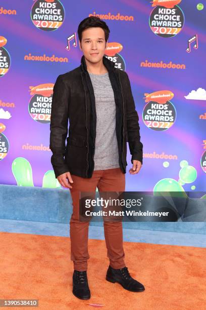 Nathan Kress attends the Nickelodeon's Kids' Choice Awards 2022 at Barker Hangar on April 09, 2022 in Santa Monica, California.