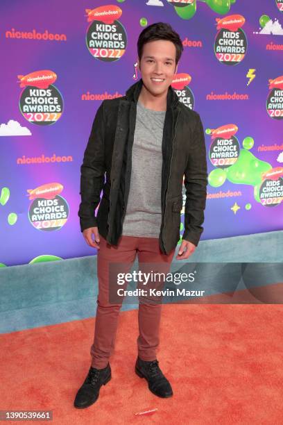 Nathan Kress attends the Nickelodeon's Kids' Choice Awards 2022 at Barker Hangar on April 09, 2022 in Santa Monica, California.