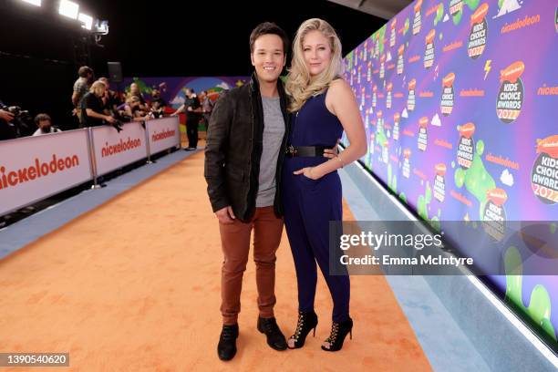 Nathan Kress and London Elise Kress attend the Nickelodeon's Kids' Choice Awards 2022 at Barker Hangar on April 09, 2022 in Santa Monica, California.