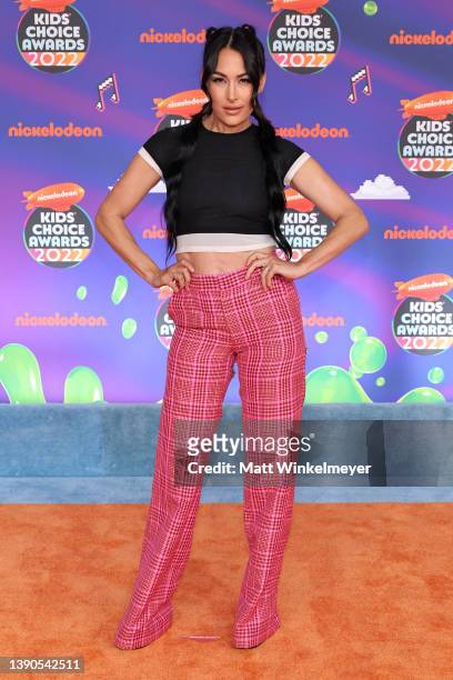 Brie Bella attends the Nickelodeon's Kids' Choice Awards 2022 at Barker Hangar on April 09, 2022 in Santa Monica, California.