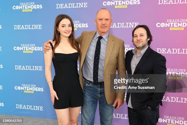 Actor Kaitlyn Dever, EP/Actor Michael Keaton and Creator/Writer/Director/EP Danny Strong from Hulu’s ‘Dopesick’ attend Deadline Contenders Television...