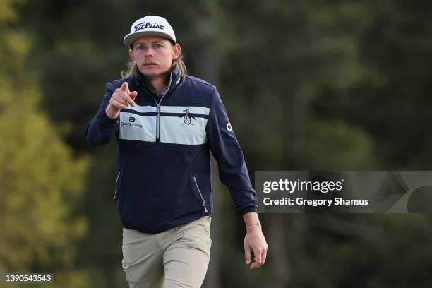 Cameron Smith of Australia walks across the 18th green during the third round of the Masters at Augusta National Golf Club on April 09, 2022 in...