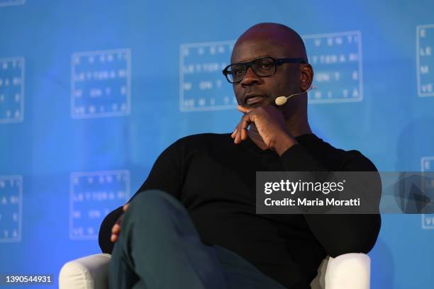 Lilian Thuram attends the Ascona Literature Festival "Eventi Letterari Monte Verità" on April 09, 2022 in Ascona, Switzerland.