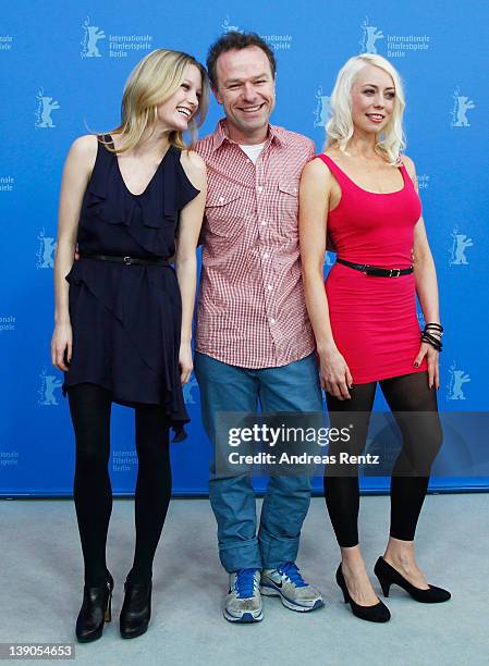 Actress Ashley Hinshaw, director Stephen Elliott and actress and scriptwriter Lorelei Lee attend the "Cherry" Photocall during day eight of the 62nd...