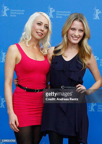 Actress Ashley Hinshaw and actress and scriptwriter Lorelei Lee attend the "Cherry" Photocall during day eight of the 62nd Berlin International Film...