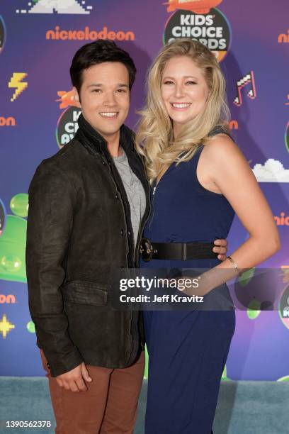 Nathan Kress and London Elise Kress attend the 2022 Nickelodeon Kid's Choice Awards at Barker Hangar on April 09, 2022 in Santa Monica, California.