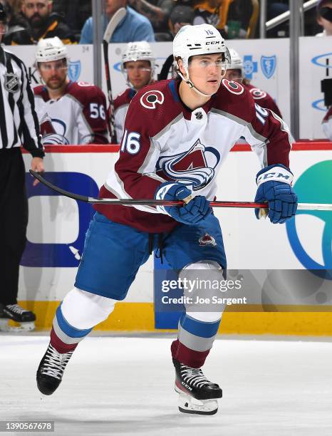 Nicolas Aube-Kubel of the Colorado Avalanche skates against the Pittsburgh Penguins at PPG PAINTS Arena on April 5, 2022 in Pittsburgh, Pennsylvania.