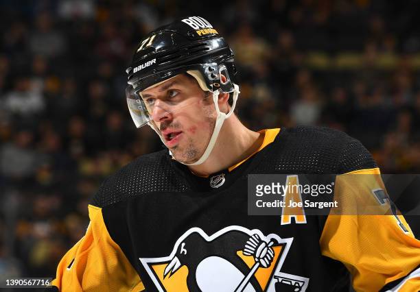 Evgeni Malkin of the Pittsburgh Penguins skates against the Colorado Avalanche at PPG PAINTS Arena on April 5, 2022 in Pittsburgh, Pennsylvania.