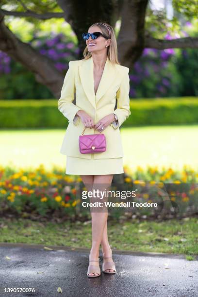 Kate Waterhouse attends Longines Queen Elizabeth Stakes Day at Royal Randwick Racecourse on April 09, 2022 in Sydney, Australia.