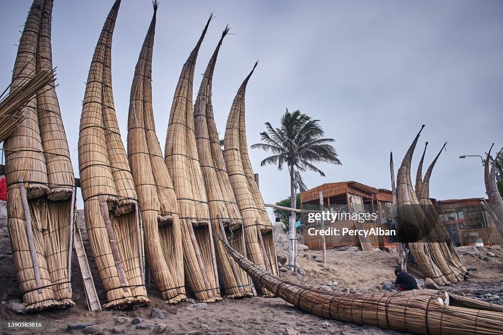 Reed canoes of the north of Peru