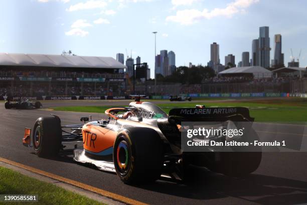 Daniel Ricciardo of Australia driving the McLaren MCL36 Mercedes on track during the F1 Grand Prix of Australia at Melbourne Grand Prix Circuit on...