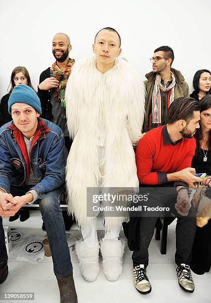 Artist Terence Koh attends the threeASFOUR Fall 2012 fashion show during Mercedes-Benz Fashion Week at the The Hole on February 15, 2012 in New York...