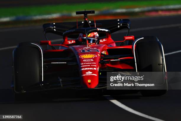 Charles Leclerc of Monaco driving the Ferrari F1-75 on track during the F1 Grand Prix of Australia at Melbourne Grand Prix Circuit on April 10, 2022...