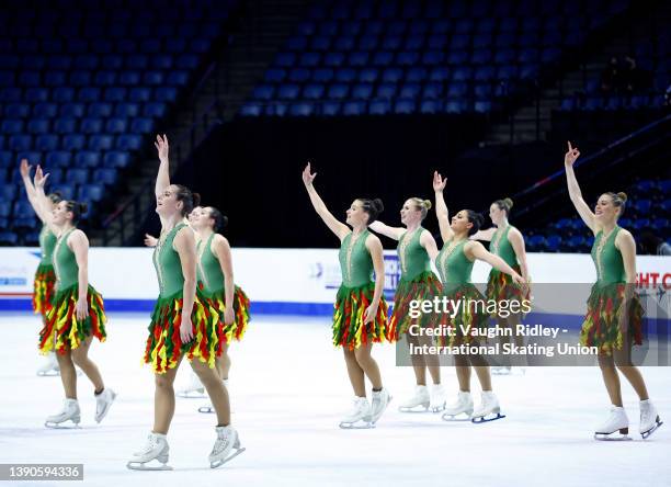 Team Ice United from The Netherlands compete in the Free Program during the ISU World Synchronized Skating Championships at FirstOntario Centre on...