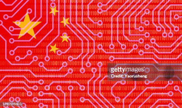 china aspiration on chip and digital tech circutiry - pirate flag photos et images de collection