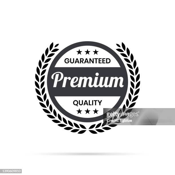 trendy black badge - premium, guaranteed quality - service award stock illustrations