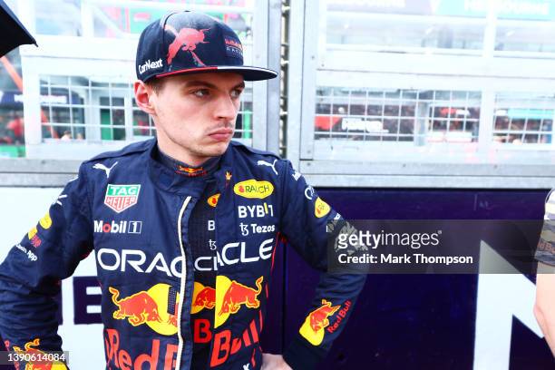 Max Verstappen of the Netherlands and Oracle Red Bull Racing looks on from the grid prior to the F1 Grand Prix of Australia at Melbourne Grand Prix...