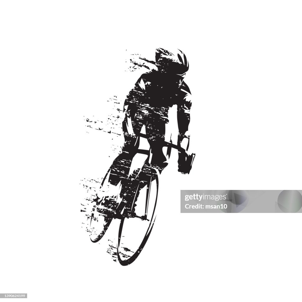 Cycle Ride Saight Vector Cycling Road Cyclist Rides Bike Front View Isolated Vector Silhouette ...