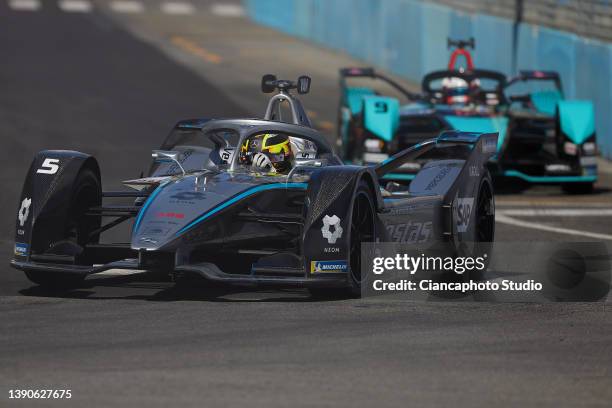 Stoffel Vandoorne of Mercedes Benz EQ and Mitch Evans of Jaguar Racing on track during the ABB FIA Formula E World Championship - Rome E-Prix Round...