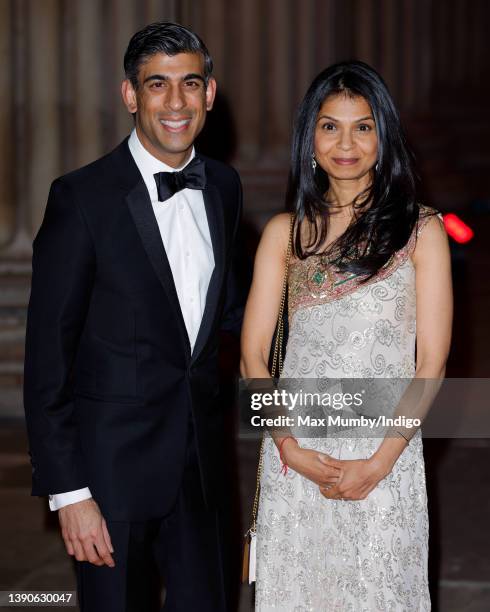 Chancellor of the Exchequer Rishi Sunak and Akshata Murthy attend a reception to celebrate the British Asian Trust at the British Museum on February...